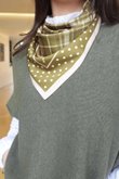 Plaid & Polka Border Triangle Silk Neckerchief Olive